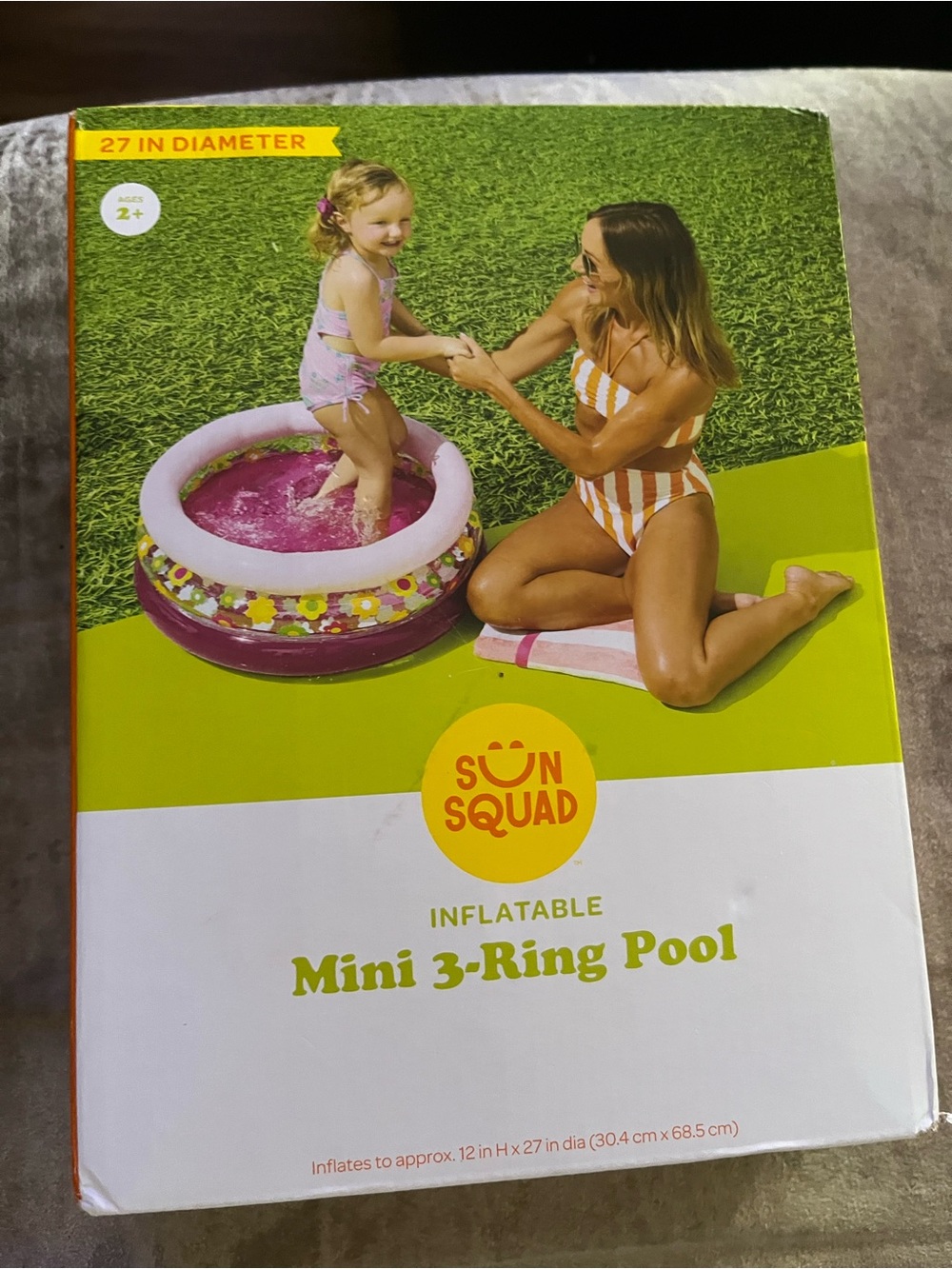 Sun Squad Inflatable Mini 3-Ring Pool - Pink & Purple